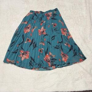 a new day Teal and Coral Floral A-Line Skirt